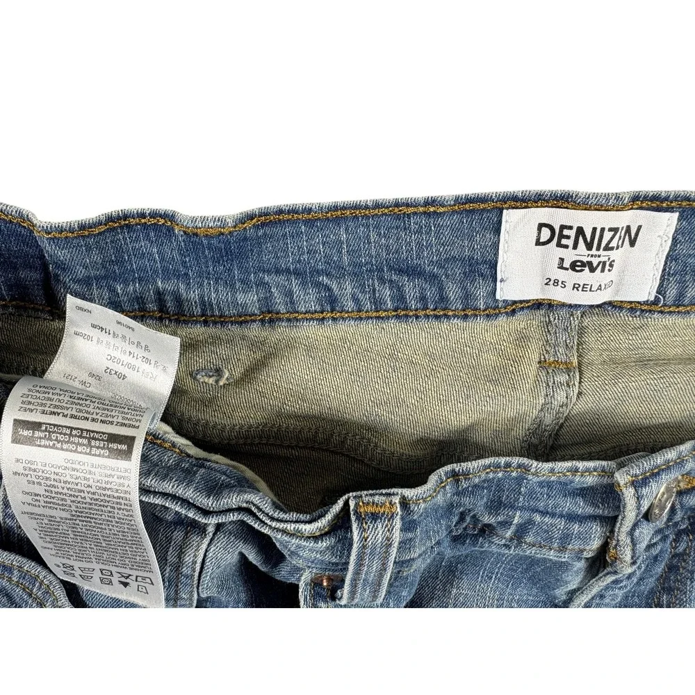 Denizen Levi's 285 Relaxed Fit Jeans Mens 40x32‎ Blue Whiskering Denim Straight
